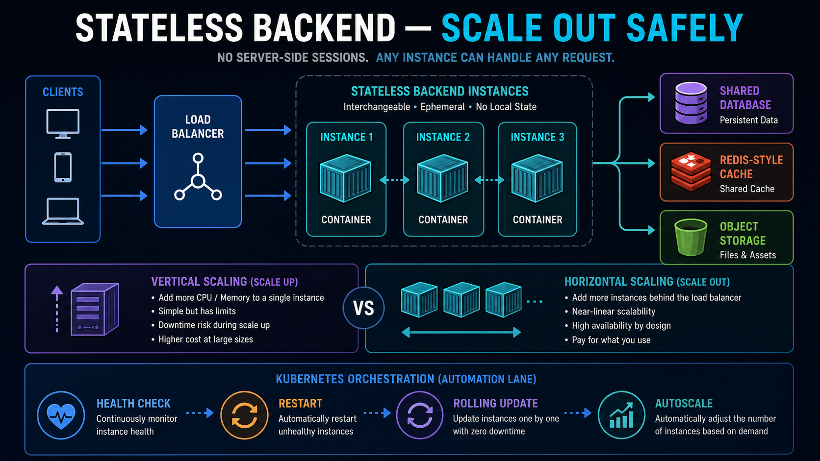 Stateless backend horizontal scaling